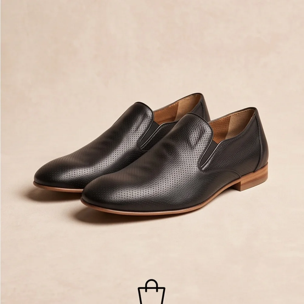 BALDININI Classic Black Soft Leather Comfort Slip-On Dress Shoes - Men's